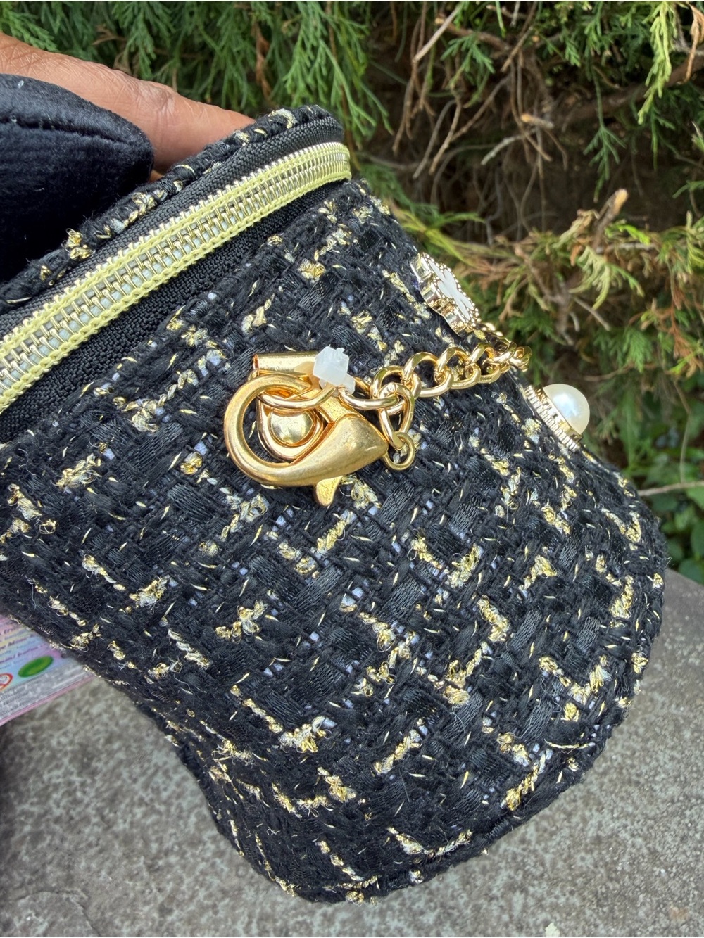 Tiny Mini Black Tweed Bow Fashion Bag Charm Crossbody + Hello Kitty Accessories - Picture 5 of 7